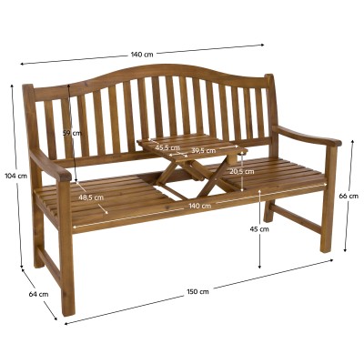 Bancă de grădină cu măsuţă, lemn de salcâm, TAIMA