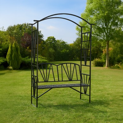 Bancă de grădină cu pergolă, neagră, HAIFA