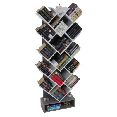 Bibliotecă, gri/ alb, VEVI