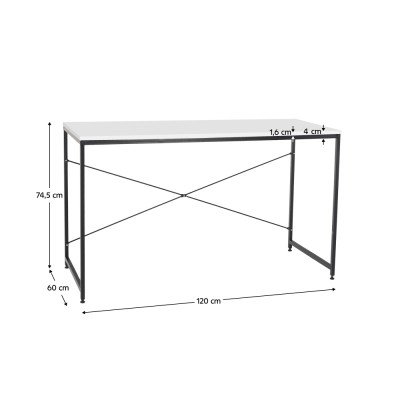 Birou, alb/negru, 120x60 cm, MELLORA