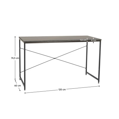 Birou, beton/negru, 120x60 cm, MELLORA