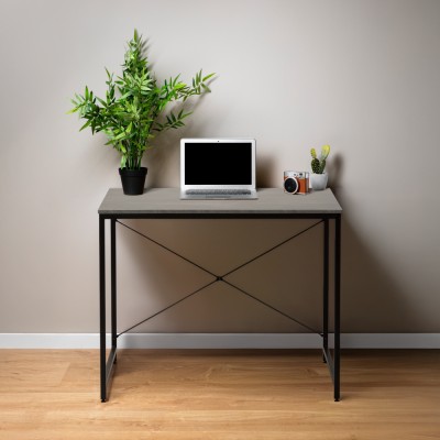 Birou, beton/negru, 90x60 cm, MELLORA