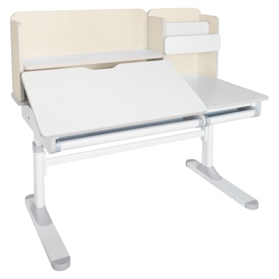 Birou crescător, natural/alb, LEDIN