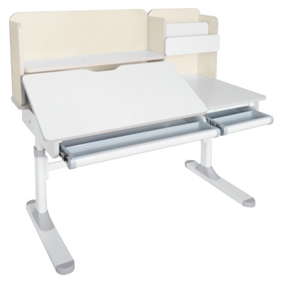 Birou crescător, natural/alb, LEDIN