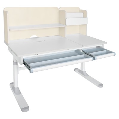 Birou crescător, natural/alb, LEDIN