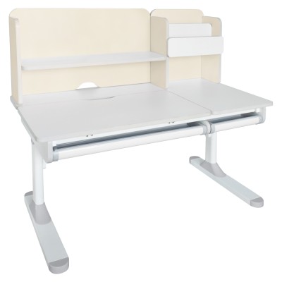 Birou crescător, natural/alb, LEDIN