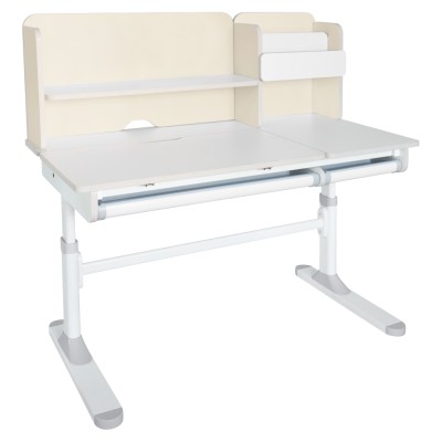 Birou crescător, natural/alb, LEDIN