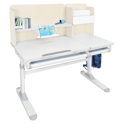 Birou crescător, natural/alb, LEDIN