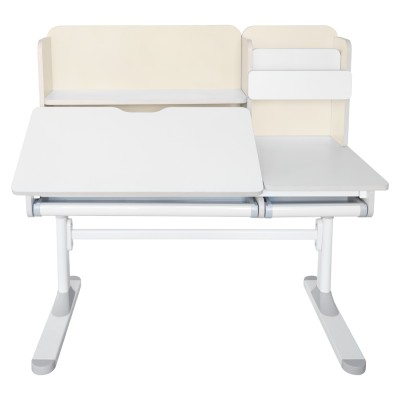 Birou crescător, natural/alb, LEDIN