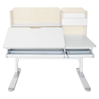 Birou crescător, natural/alb, LEDIN