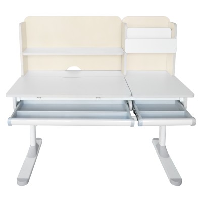 Birou crescător, natural/alb, LEDIN