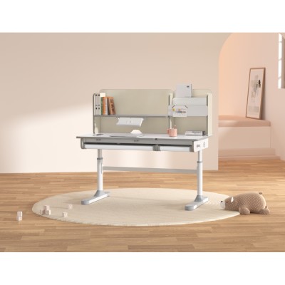 Birou crescător, natural/alb, LEDIN