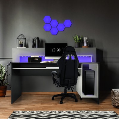 Birou PC, grafit/ alb, MILO