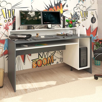 Birou PC, grafit/ alb, MILO