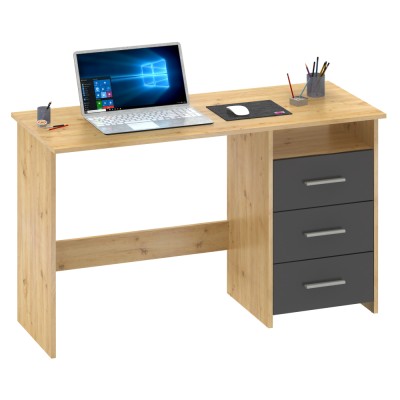 Birou PC, stejar artizanal/grafit, LARISTOTE NEW