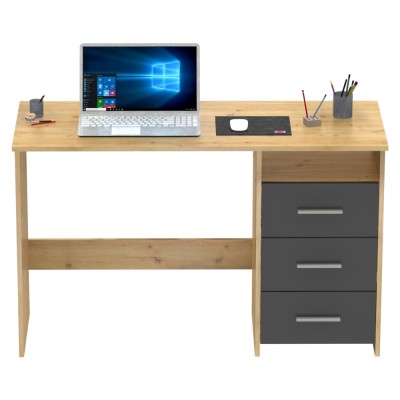 Birou PC, stejar artizanal/grafit, LARISTOTE NEW