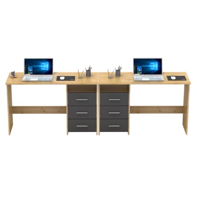 Birou PC, stejar artizanal/grafit, LARISTOTE NEW