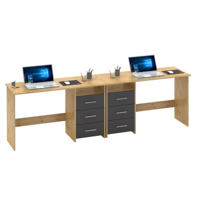 Birou PC, stejar artizanal/grafit, LARISTOTE NEW