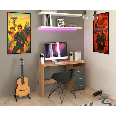 Birou PC, stejar artizanal/grafit, LARISTOTE NEW