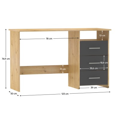 Birou PC, stejar artizanal/grafit, LARISTOTE NEW