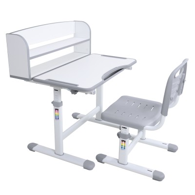 Birou şi scaun crescător, gri/alb, set ZION