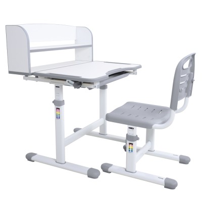 Birou şi scaun crescător, gri/alb, set ZION