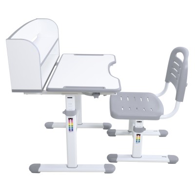 Birou şi scaun crescător, gri/alb, set ZION