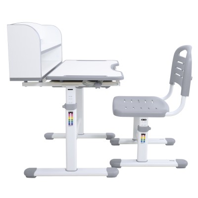 Birou şi scaun crescător, gri/alb, set ZION