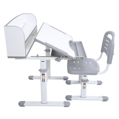 Birou şi scaun crescător, gri/alb, set ZION