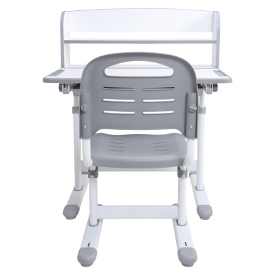 Birou şi scaun crescător, gri/alb, set ZION