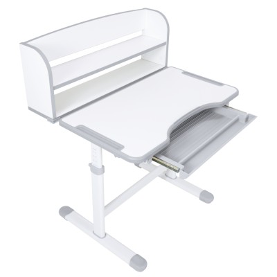 Birou şi scaun crescător, gri/alb, set ZION