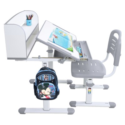 Birou şi scaun crescător, gri/alb, set ZION