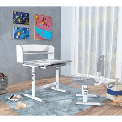 Birou şi scaun crescător, gri/alb, set ZION