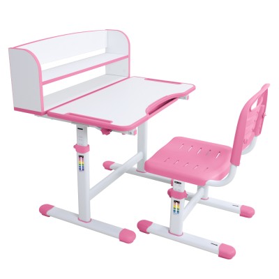 Birou şi scaun pentru creştere, roz/alb, set ZION