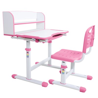 Birou şi scaun pentru creştere, roz/alb, set ZION