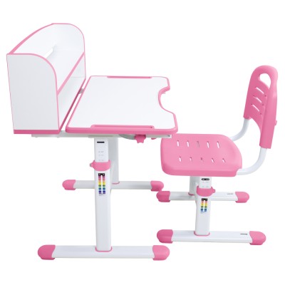 Birou şi scaun pentru creştere, roz/alb, set ZION