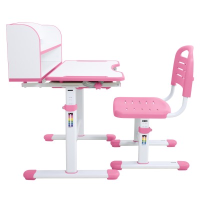 Birou şi scaun pentru creştere, roz/alb, set ZION