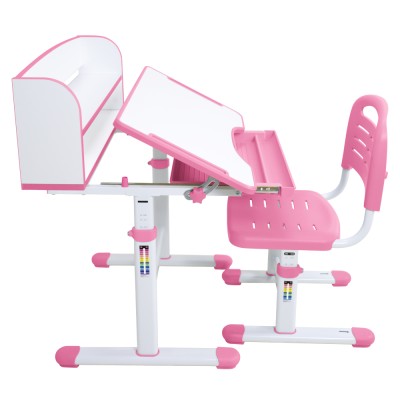 Birou şi scaun pentru creştere, roz/alb, set ZION