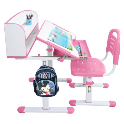 Birou şi scaun pentru creştere, roz/alb, set ZION