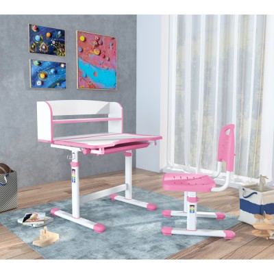 Birou şi scaun pentru creştere, roz/alb, set ZION