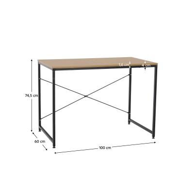 Birou, stejar/ negru, MELI 2