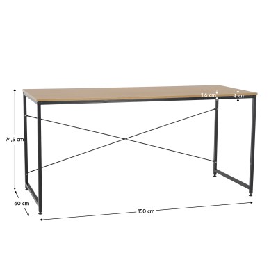 Birou, stejar/ negru, MELI