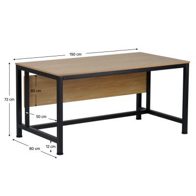 Birou, stejar/negru, 150x80 cm, KILIS NEW