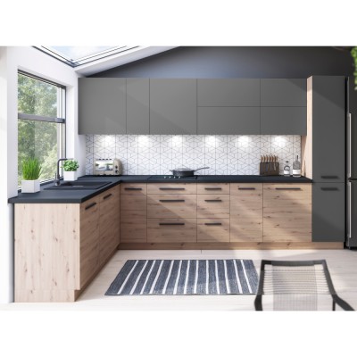 Blat de lucru, grosime 3,8 cm, negru vulcan