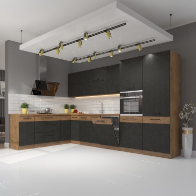 Cabinet inferior cu coş pull-out, stejar lancelot, bucătăria VEGA 1