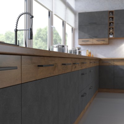 Cabinet inferior cu coş pull-out, stejar lancelot, bucătăria VEGA 1