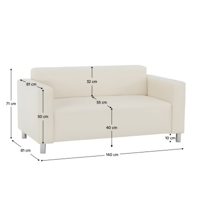 Canapea cu două locuri, piele ecologică bej, HOMER