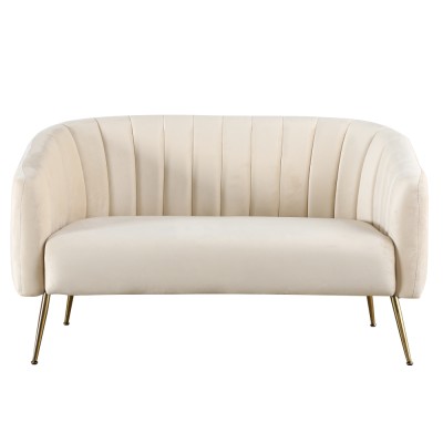 Canapea de design cu 2 locuri, ţesătură Velvet bej/gold crom-auriu, BAGY