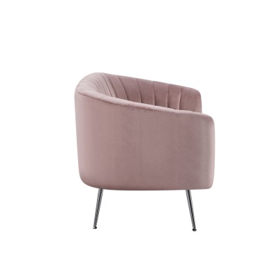 Canapea de design cu 2 locuri, ţesătură Velvet roz/crom-argintiu, BAGY