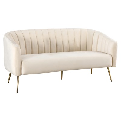 Canapea de design cu 3 locuri, ţesătură Velvet bej/gold crom-auriu, BAGY